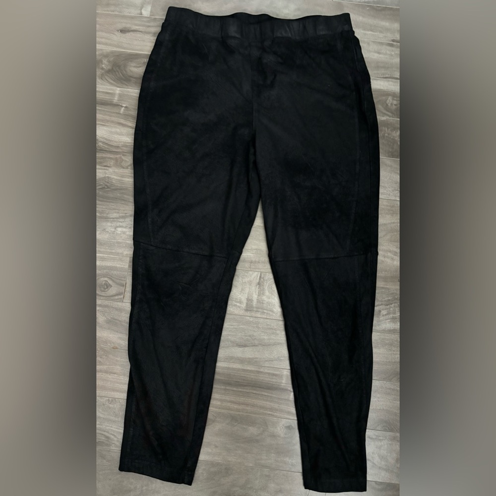 Free People Black Midnight Vegan Faux Leather Suede Pants Size XL